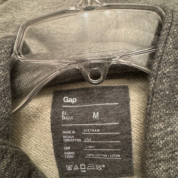 Cowl-neck 2 button gray hoodie sweater - Picture 2 of 2